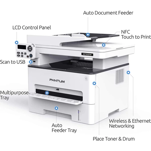 Pantum-M7105DW-A/4-mono-lézer-mfp-wifi-NFC-parts